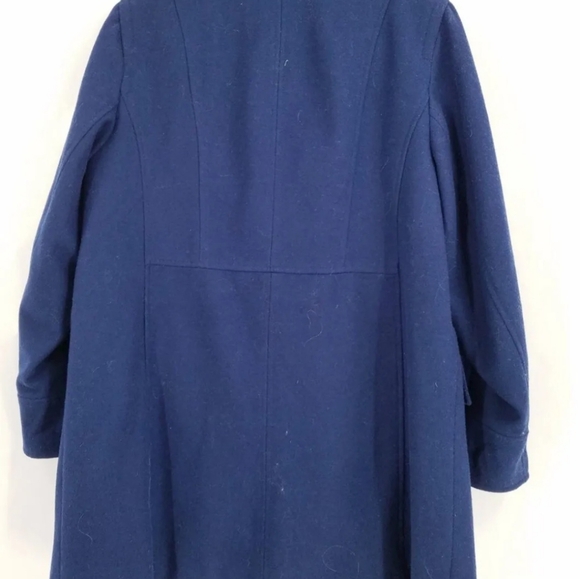 Michael Kors Women's Blue Long Sleeve Pockets Collared Full Zip Overcoat Size 0X - Picture 9 of 13